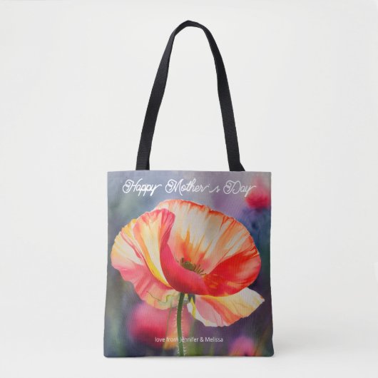Poppy Flower Botanical Painting Moederdag Tote Bag (Voorkant)