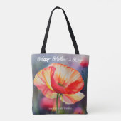 Poppy Flower Botanical Painting Moederdag Tote Bag (Achterkant)
