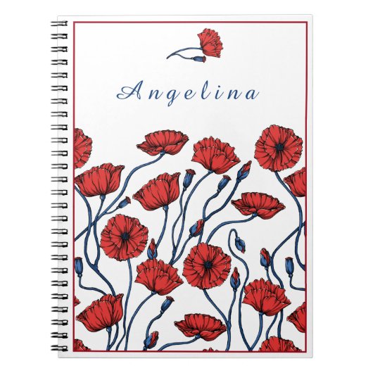 Poppy Flower Bouquet personaliseren Notitieboek (Voorkant)