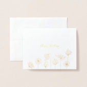Poppy Flower Custom Gold Foil Wenskaart Folie Kaarten (Voorkant met envelop)