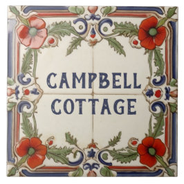 Poppy Flower Custom House Naam Bord Teken Plaque Tegeltje