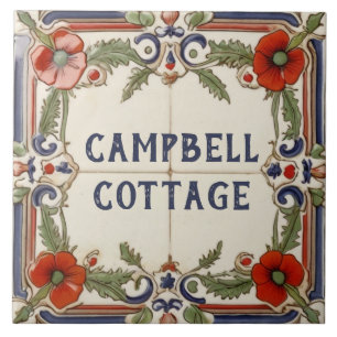 Poppy Flower Custom House Naam Bord Teken Plaque Tegeltje