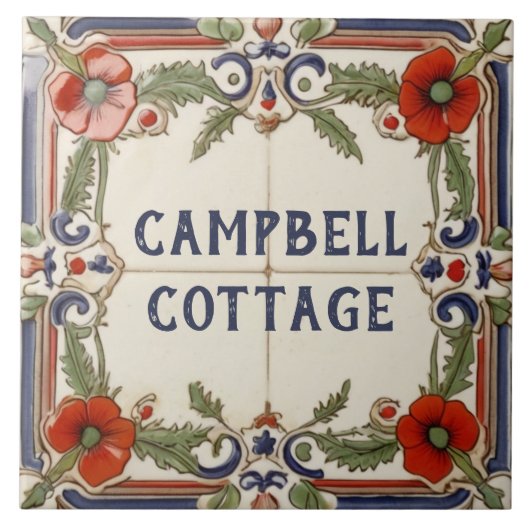 Poppy Flower Custom House Naam Bord Teken Plaque Tegeltje (Voorkant)