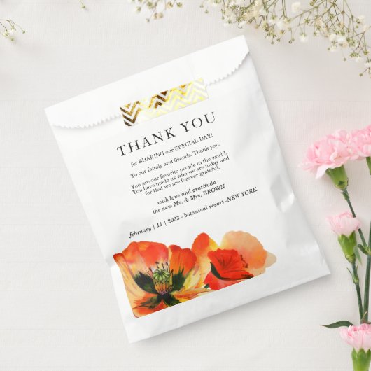 Poppy Flower Elegant Eenvoudige Bruiloft Dank u Bedankzakje (Gezegeld)