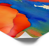 Poppy Flower Field Waterverf Abstract Perfect Poster (Hoek)