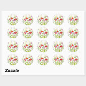 Poppy Flower Fields Zomer Wildflower Schilderij Ronde Sticker (Vel)