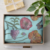  Poppy Flower Floral Aqua Pattern Waterverf Tissuepapier (Geschenk)