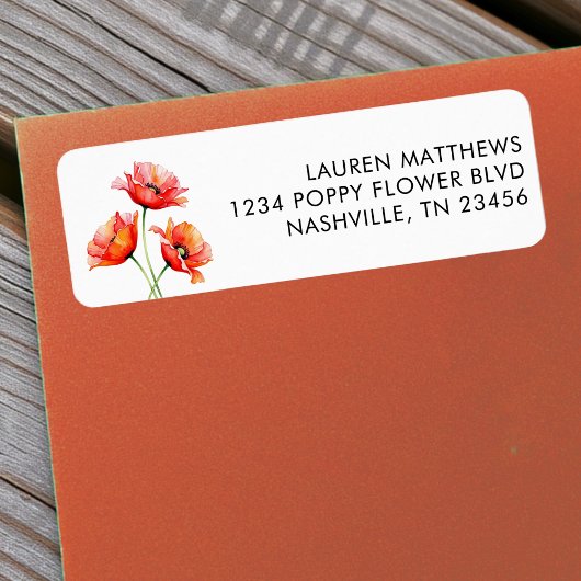 Poppy Flower Floral Orange Spring Etiket