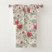Poppy flower Garden Pattern Bad Handdoek (Insitu)