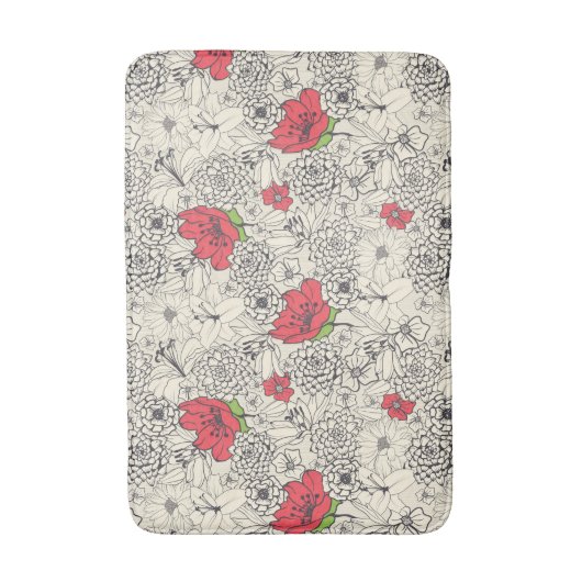 Poppy flower Garden Pattern Badmat (Voorkant Verticaal)