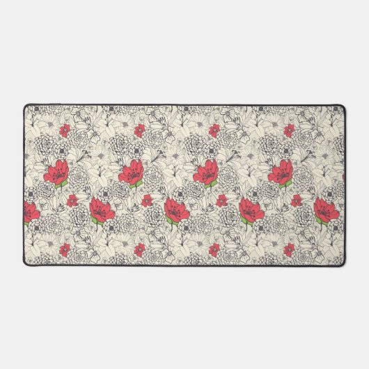 Poppy flower Garden Pattern Bureaumat (Voorkant)