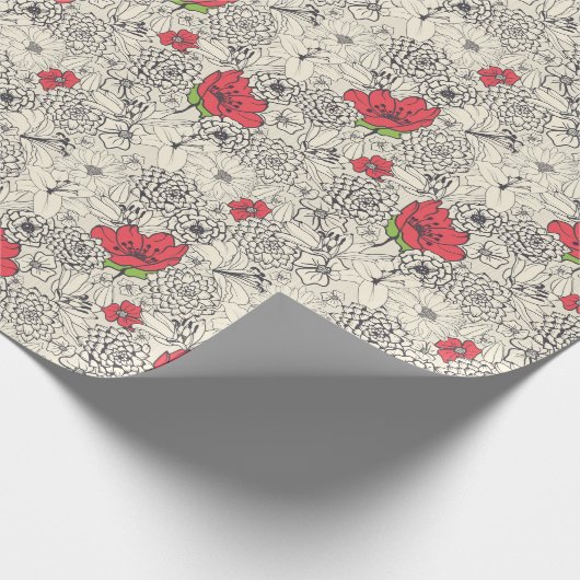 Poppy flower Garden Pattern Cadeaupapier (Hoek)