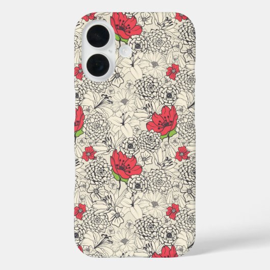 Poppy flower Garden Pattern Case-Mate iPhone Case (Achterkant)
