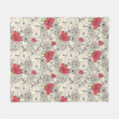 Poppy flower Garden Pattern Fleece Deken (Voorkant (Horizontaal))