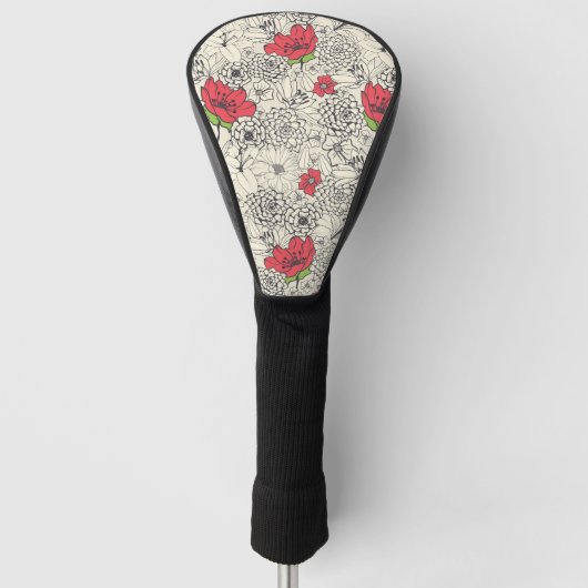 Poppy flower Garden Pattern Golfheadcover (Voorkant)