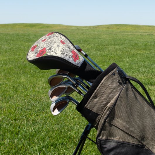 Poppy flower Garden Pattern Golfheadcover (Insitu)