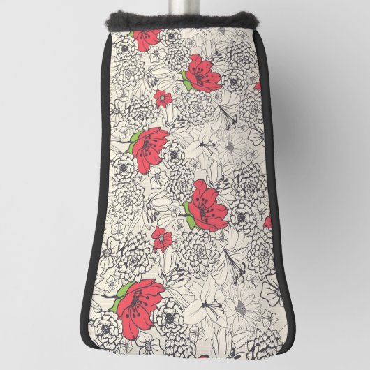 Poppy flower Garden Pattern Golfheadcover (Draai 90)
