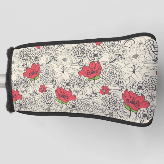 Poppy flower Garden Pattern Golfheadcover (Voorkant)