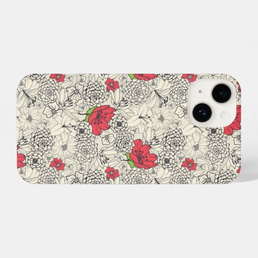 Poppy flower Garden Pattern iPhone Hoesje (Achterkant horizontaal)