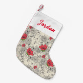 Poppy flower Garden Pattern Kleine Kerstsok (Voorkant (Hangend))