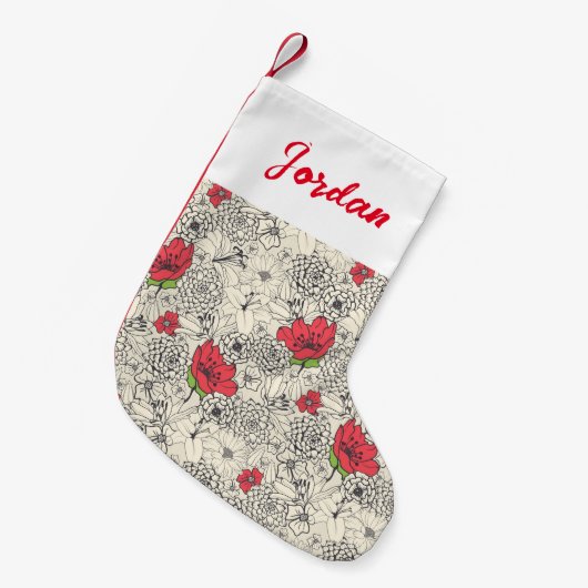 Poppy flower Garden Pattern Kleine Kerstsok (Voorkant (Hangend))