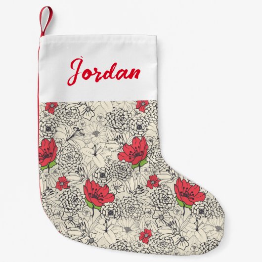 Poppy flower Garden Pattern Kleine Kerstsok (Voorkant)