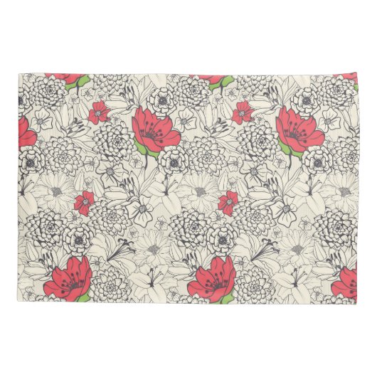 Poppy flower Garden Pattern Kussensloop (Achterkant)