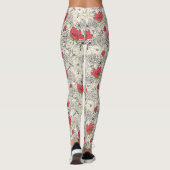 Poppy flower Garden Pattern Leggings (Achterkant)
