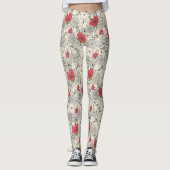 Poppy flower Garden Pattern Leggings