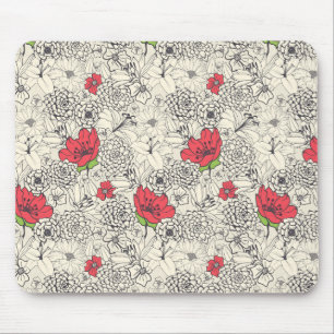 Poppy flower Garden Pattern Muismat