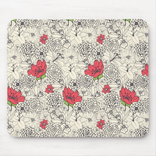Poppy flower Garden Pattern Muismat (Voorkant)