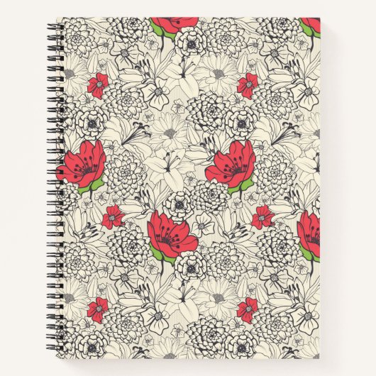 Poppy flower Garden Pattern Notitieboek (Voorkant)