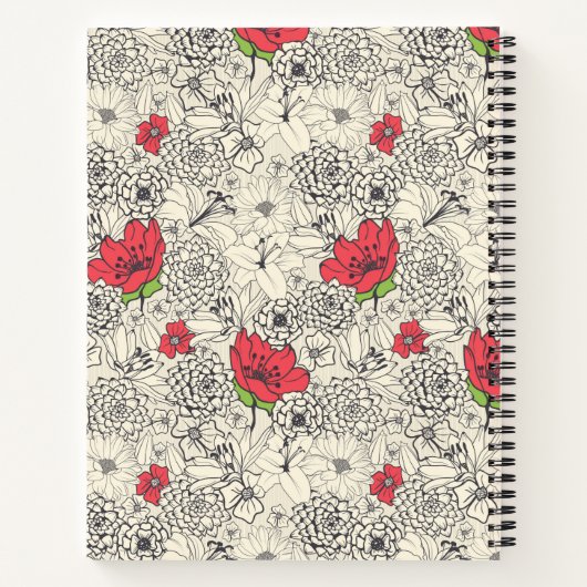 Poppy flower Garden Pattern Notitieboek (Achterkant)