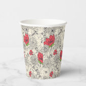 Poppy flower Garden Pattern Papieren Bekers (Rechts)