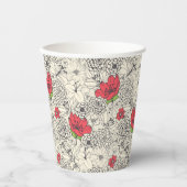 Poppy flower Garden Pattern Papieren Bekers (Voorkant)