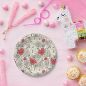 Poppy flower Garden Pattern Papieren Bordje (Feest)