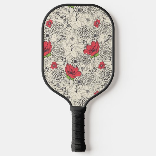 Poppy flower Garden Pattern Pickleball Paddle (Voorkant)