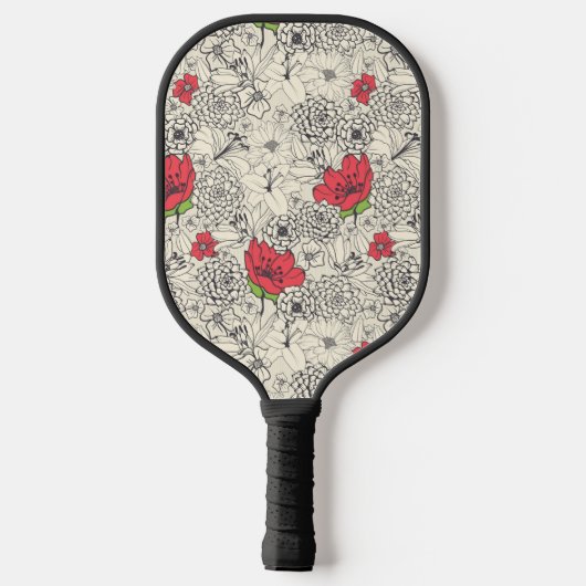 Poppy flower Garden Pattern Pickleball Paddle (Achterkant)