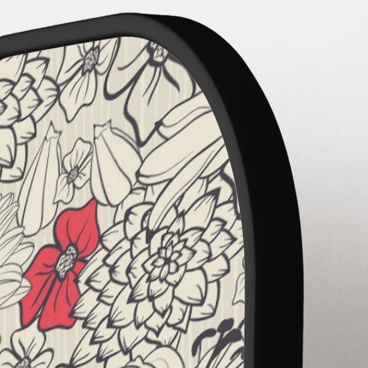 Poppy flower Garden Pattern Pickleball Paddle (Links Detail)