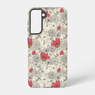 Poppy flower Garden Pattern Samsung Galaxy Hoesje