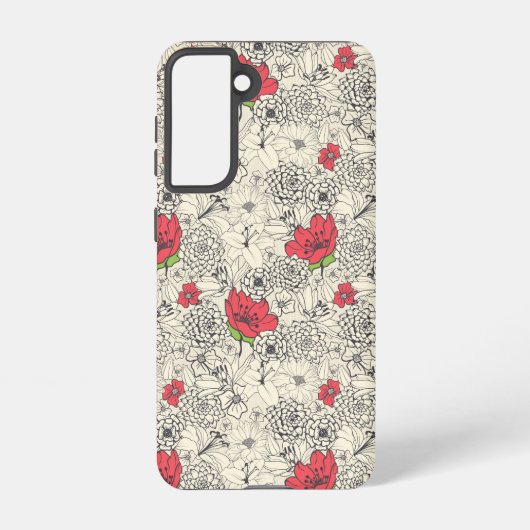Poppy flower Garden Pattern Samsung Galaxy Hoesje (Achterkant)
