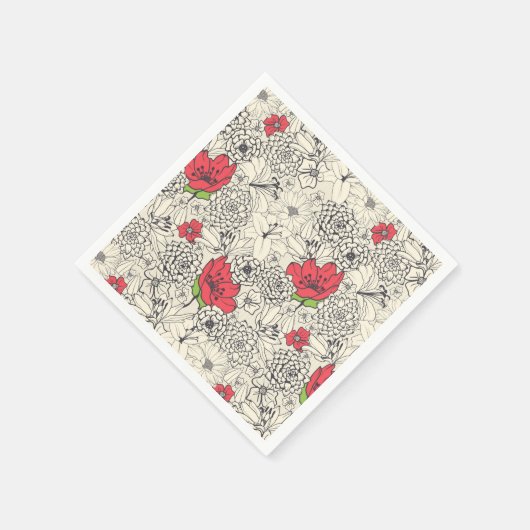 Poppy flower Garden Pattern Servet (Hoek)