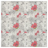 Poppy flower Garden Pattern Stof (Swatch)