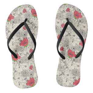 Poppy flower Garden Pattern Teenslippers