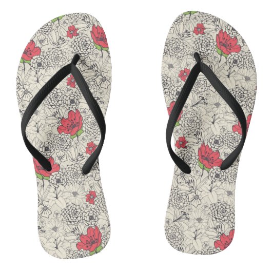 Poppy flower Garden Pattern Teenslippers (Voetbed)