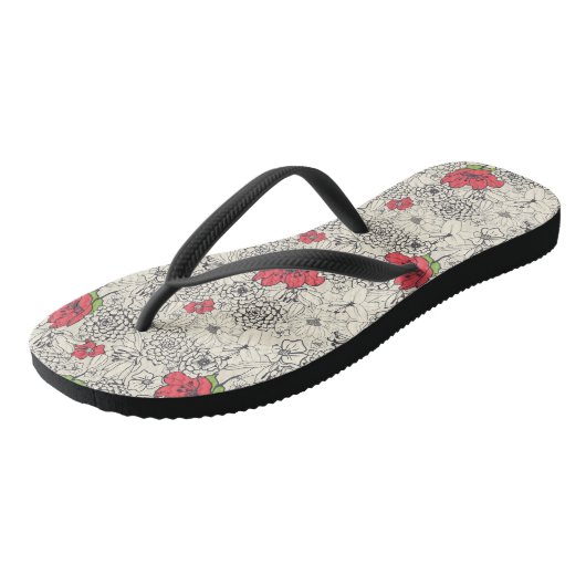 Poppy flower Garden Pattern Teenslippers (Schuin)