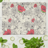 Poppy flower Garden Pattern Theedoek (Gevouwen)