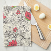 Poppy flower Garden Pattern Theedoek (Quarter Fold)