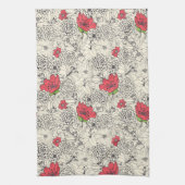 Poppy flower Garden Pattern Theedoek (Verticaal)