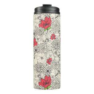Poppy flower Garden Pattern Thermosbeker